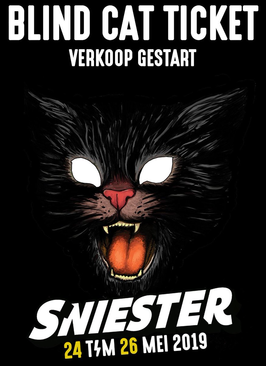 Voorverkoop Blind Cat ticketsale is *officieel* gestart! Ga naar sniester.nl/blindcat en haal nu je kaarten binnen voor maar €17,50 (ipv €27,50) voor ze op zijn! Eerste namen worden bekend gemaakt op 28 feb 😼 
#sniester2019 #sniester #festival #denhaag