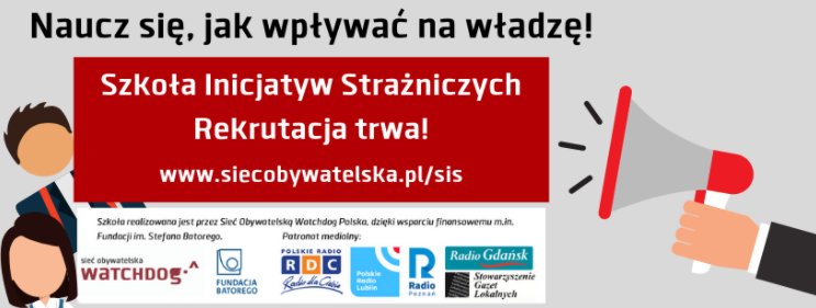 DemagogPL's tweet photo. 📣 @SiecObywatelska rusza z rekrutacją do Szkoły Inicjatyw Strażniczych, która pokaże Wam jak działać, aby wpływać na władzę!
Serdecznie zachęcamy do wypełnienia formularza zgłoszeniowego.
Więcej szczegółów ➡ https://t.co/X8bJUX8HIg
#WatchDog #DemagogPL #Jawność https://t.co/YnTATt0pDt