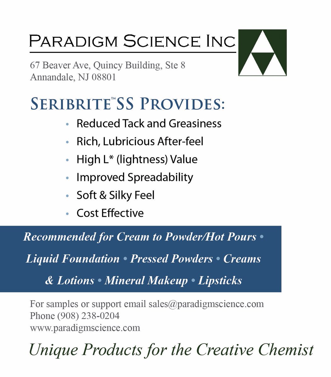 ParadigmScience's tweet photo. This week we are putting a frosty product spotlight on Seribriteโข SS by Gelest, an elegant white sericite that provides slip, creaminess, superior whiteness and skin feel compared to other treated and untreated Sericites.โ๏ธ
๐๐๐
#paradigmscience #gelest #pigments #frosty https://t.co/JADb3Uvsf7