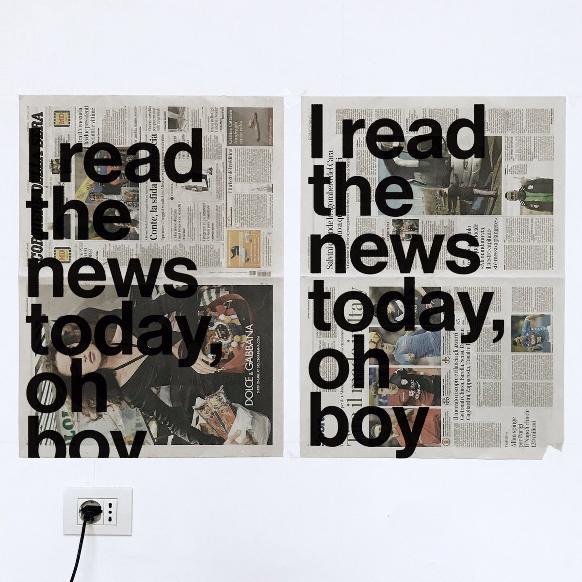 xpatrickthomas's tweet photo. I read the news today, oh boy #digitalprint on #newsprint #patrickthomas #villamassimo #rome #blackandwhiteandcolour #adayinthelife #lennonmccartney https://t.co/SEiSEQEDyo