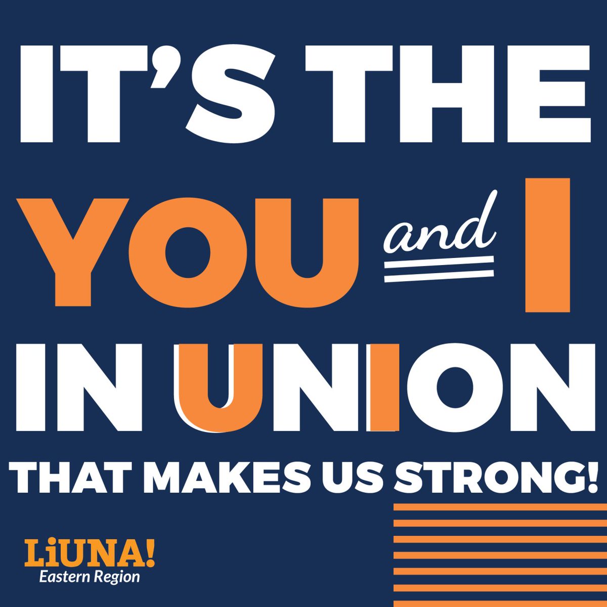 Our #Union #strength comes from each one of us standing together in #Solidarity against whatever obstacles come our way.
Together we cannot be silenced and we cannot be defeated.
So, never forget that it's the "YOU" and "I" in U-N-I-O-N that makes us #UnionStrong.
#LIUNA #1u