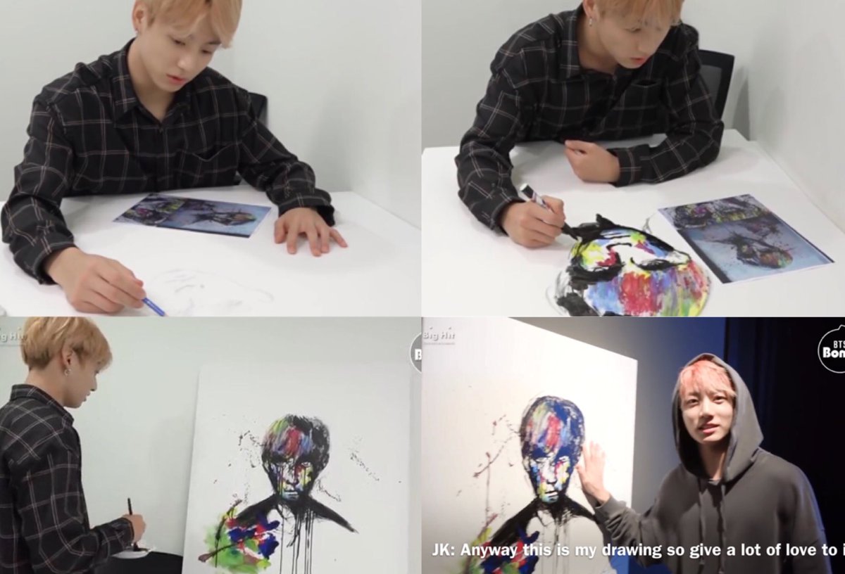 Jungkook Drawing Himself
