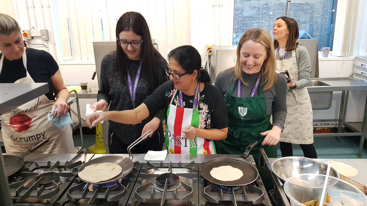 Alwoodley staff took part in some Indian cooking classes led by Mrs Purba and Mrs Aslam! #wellbeing #indiancooking