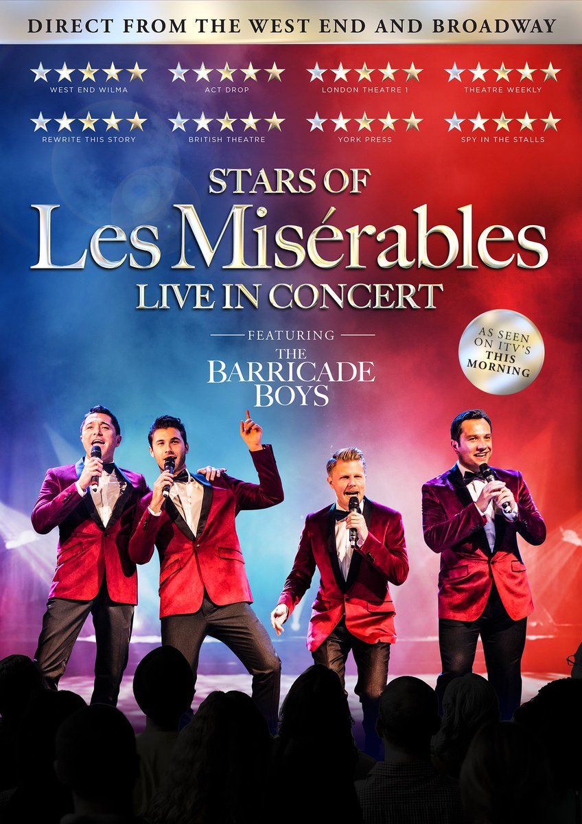 Theatrepaignton's tweet photo. We cannot wait for the Barricade Boys to come to the Palace on 15 MARCH.  Now you can listen out for a Barricade Boys exclusive on the Elaine Paige on Sunday Show TODAY on BBC Radio 2 @elaine_paige @BBCRadio2 @BarricadeBoys https://t.co/wNA8zRt5RL