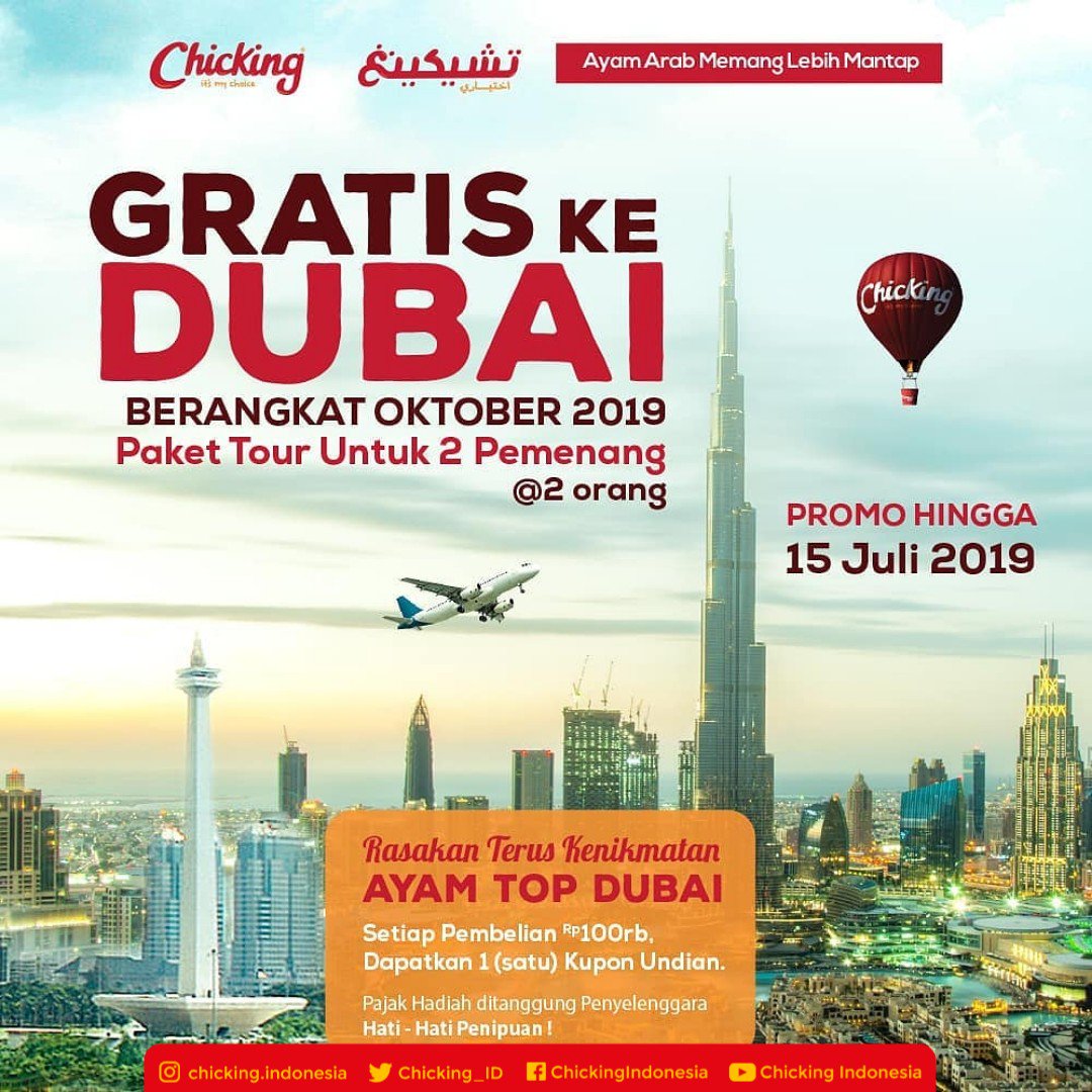 Chicking_ID's tweet photo. Info lebih lengkap tentang promo paket tour gratis ke Dubai, dapat kalian simak di flyer berikut.

Jangan lupa bagikan juga ya ke temen-temen kalian. Siapa tau berbuat kebaikan di #JumatBerkah ini bisa bikin kalian menang undiannya~ https://t.co/Rh78lfygeU