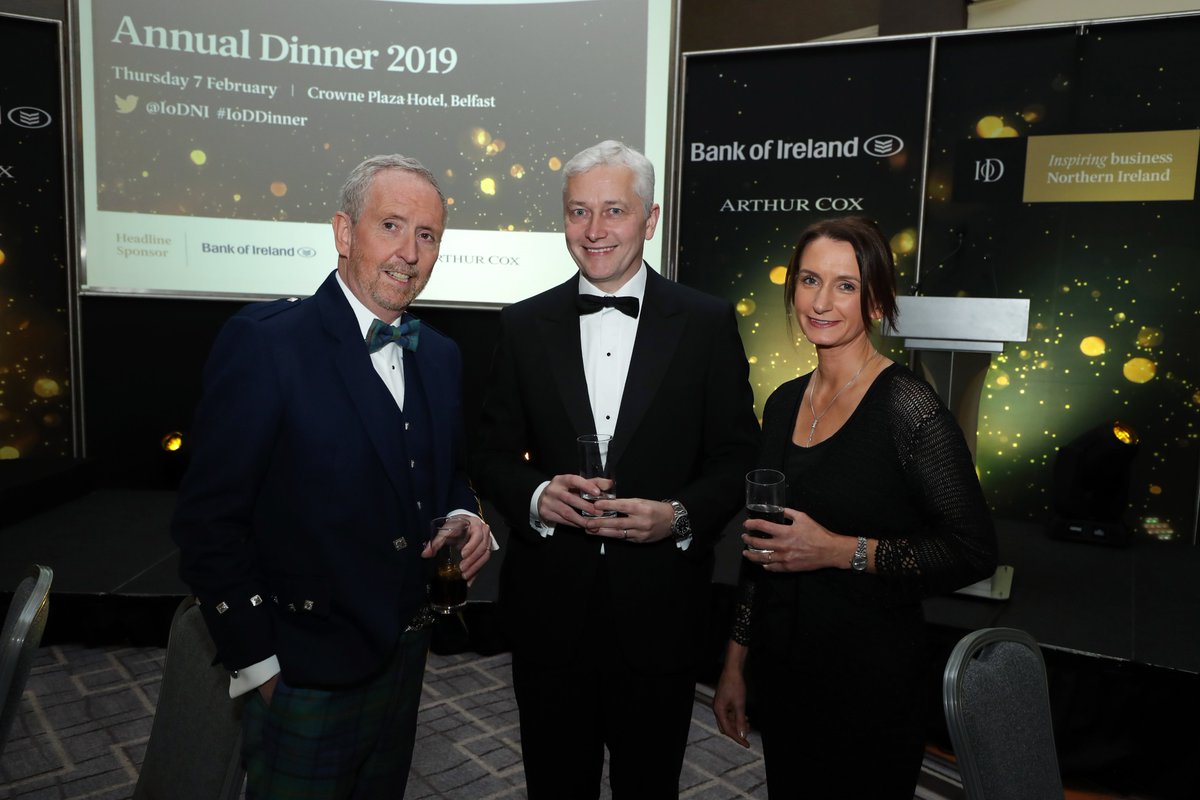 Very successful <a href="/IoDNI/">IoD Northern Ireland</a> Annual Dinner last night, supported by <a href="/bankofireland/">Bank of Ireland</a> and <a href="/ArthurCoxNI/">Arthur Cox NI</a> - insightful thinking for challenging times. 

L-R: <a href="/mccourtmartin/">Martin McCourt</a>, Chairman, Glen Dimplex; Alan Taylor, Chairman, <a href="/ArthurCoxNI/">Arthur Cox NI</a>; Catriona Gibson, Managing Partner, <a href="/ArthurCoxNI/">Arthur Cox NI</a>