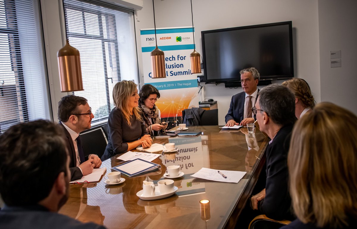 koninklijkhuis's tweet photo. Hoe draagt technologie bij aan goede toegang tot financiële diensten? Ruim 250 bankiers delen hun ervaringen tijdens de #FinclusionSummit19 van @FMO_development, @AccionVLab en @QuonaCapital. Koningin Máxima @UNSGSA is aanwezig. #inclusievefinanciering https://t.co/KpeqkQ0gZC https://t.co/WpCKYVysa5