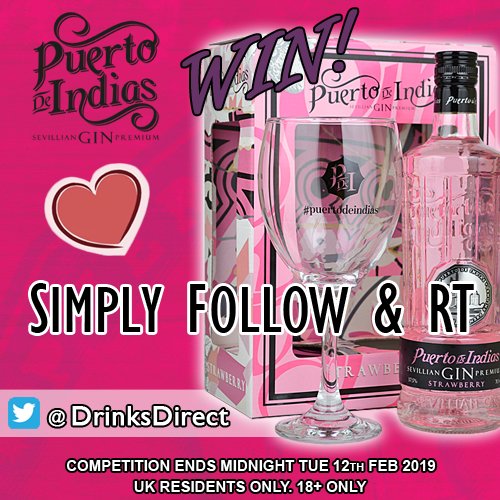 DrinksDirect's tweet image. Ooh we do love #FreebieFriday! The weekend starts here!

Talking about #love, we have a gorgeous bottle of Puerto de Indias Premium Strawberry Gin with a Balloon Glass to #giveaway for #ValentinesDay

Will you be our lucky #winner? 💞

Simply FOLLOW &amp;amp; RT to enter the #competition