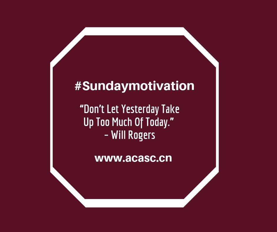 AcascGo's tweet photo. “Don’t Let Yesterday Take Up Too Much Of Today.” – Will Rogers
#Motivation #SundayQuote #Success #Inspiration #ACASC https://t.co/hql2ZJKFVm