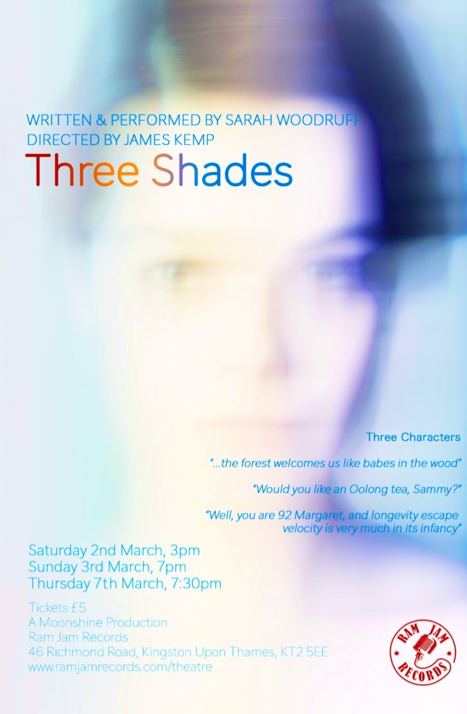 Ramjamrecords's tweet photo. Three Shades premieres at Ram Jam Records next month. Come to experience new writing in our intimate space, the only fringe theatre venue in Kingston. @pubtheatres1 #pubtheatre #newwriting #fringetheatre @effortproduct https://t.co/nPlu7XtJix
