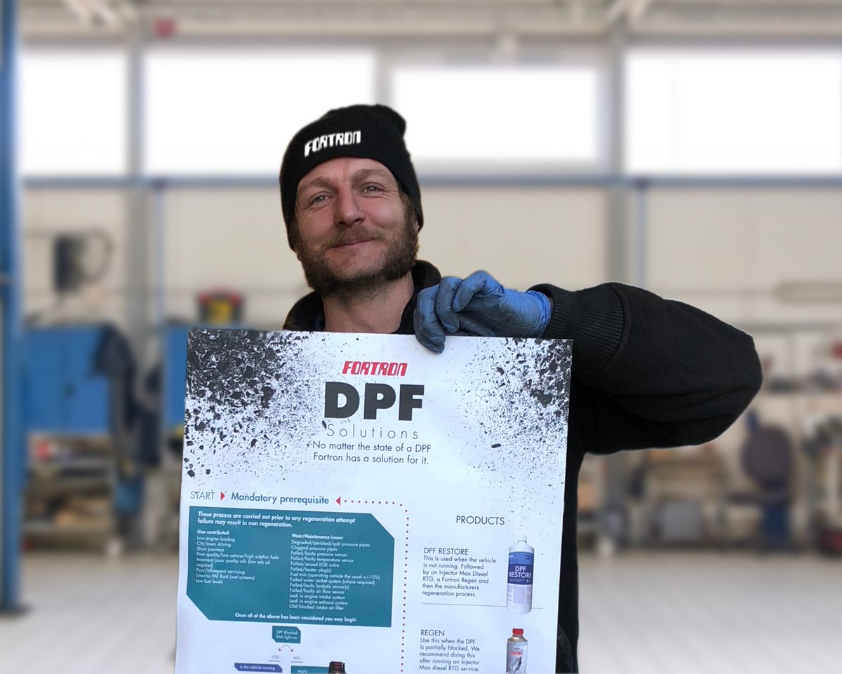 fortronuk's tweet photo. @Gordon_Burnetts with the new DPF solution guide. Using these products will make DPF regenerations a breeze. Have you got yours? #DPFdrama #tellyourservicemanager #techniciansbestfriend https://t.co/t9aH1qfPcs