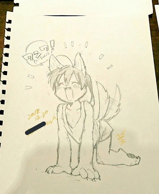 前にオフ会で描いたちょっとケモ化した圭くん 
