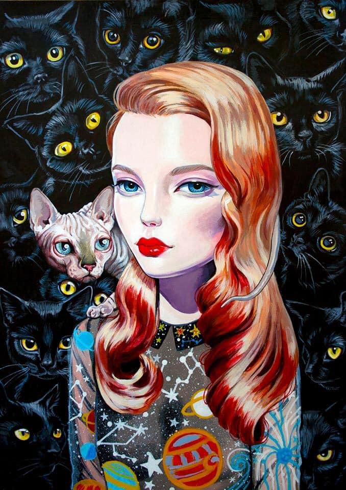 BeautifulBzarre's tweet photo. LOVE! New work by Julie Filipenko, “I’ve Put A Spell On You” for the “Music Box lV” group exhibition currently on view at @HavenGallery
#beautifulbizarre #juliefilipenko #figurativeart #popsurrealism #cat #kitty #havengallery #redhead https://t.co/bxaO50CsQO