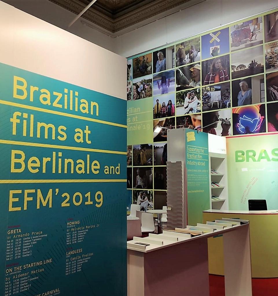 We´ve just landed at <a href="/berlinale/">Berlinale</a> and see how bright and shinny is our stand.
We are a delegation of 50 representatives from 40 Brazilian audiovisual companies. Check more details here bit.ly/2Gwtq5Y
If you are around the #EFM2019, come to say hi! ;)
#CinemadoBrasil