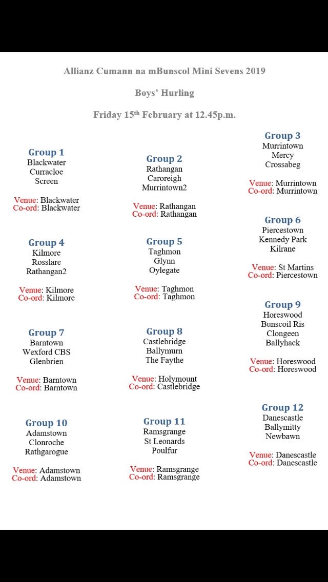 RackardLeague's tweet photo. The ever popular mini 7s hurling and camogie competitions begin next week.. Camogie on Wed 13th and hurling on Friday 15th. With over 75 schools entered it is sure to provide the usual thrills and excitement. Bain sult as na cluichí agus go mbeidh bua ag na foirne is fearr👏🏼👏🏼👏🏼 https://t.co/bwDZDLMwAn
