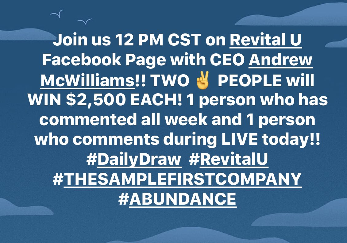 BelserKatie's tweet image. The kids were bummed we didn’t win yesterday but we have today, and the next and the next!! YES, EVERYDAY in 2019 our @revitaluceo is GIVING!! 💙💙 Set your alarms!!! @officialrevital #DailyDraw #RevitalU #THESAMPLEFIRSTCOMPANY #ABUNDANCE