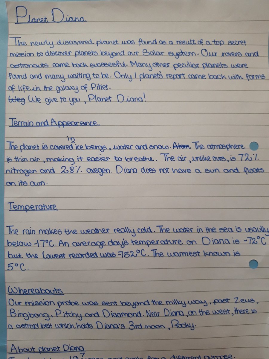 HoughtonPrimary's tweet photo. Some of the great cross curricular writing achieved by Year Five as part of their Earth in Space topic. Inspired! #progressinwriting #crosscurricularwriting #greatwriting @dfe @spacecentre https://t.co/M5MQpwZlFc