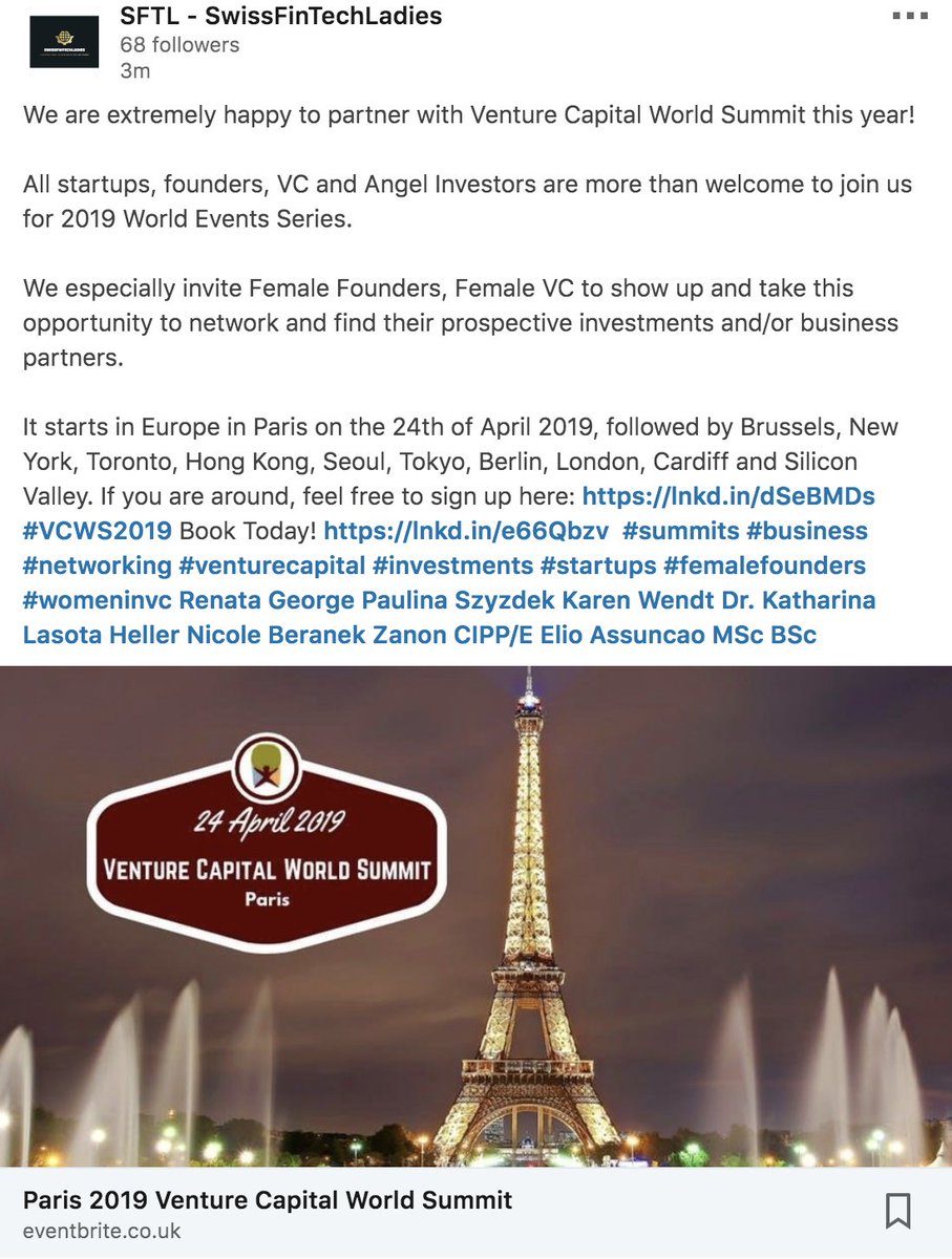 SwissFTL's tweet photo. We are extremely happy to partner with Venture Capital World Summit this year We especially invite #FemaleFounders, #FemaleVC to show up and take this opportunity to network and find their prospective investments and/or business partners #vc #womanvc 
https://t.co/gbYQE7UwLy https://t.co/QDrYoSSNp3