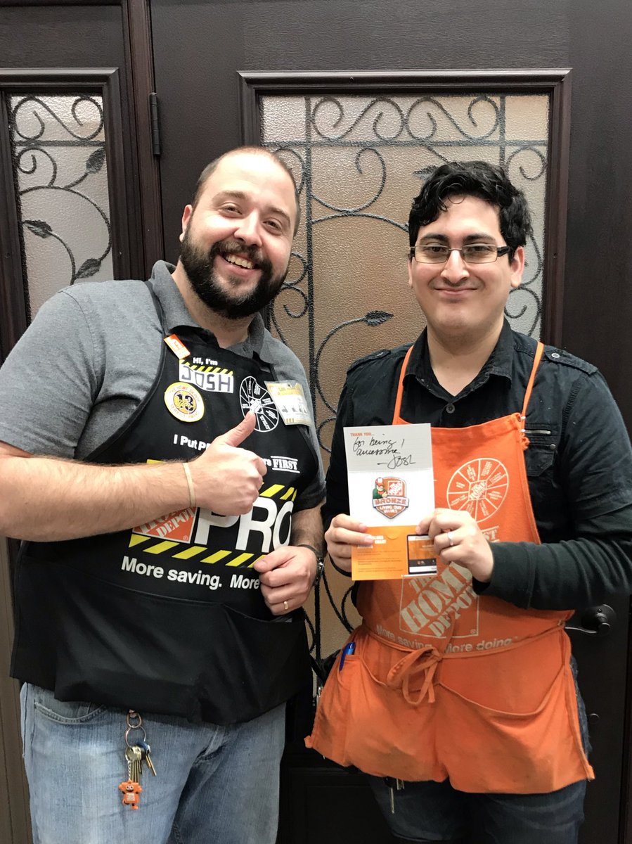 JoshAkeTHD's tweet photo. Congratulations to Kendra from hardware and Edgar from millworks for reaching their first homer award milestone! Awesome job! I see many more of these coming their way! Excellent associates that are going above and beyond everyday! #orangedynamite #orangeblooded #SWBEST https://t.co/YKq5bgG8M4