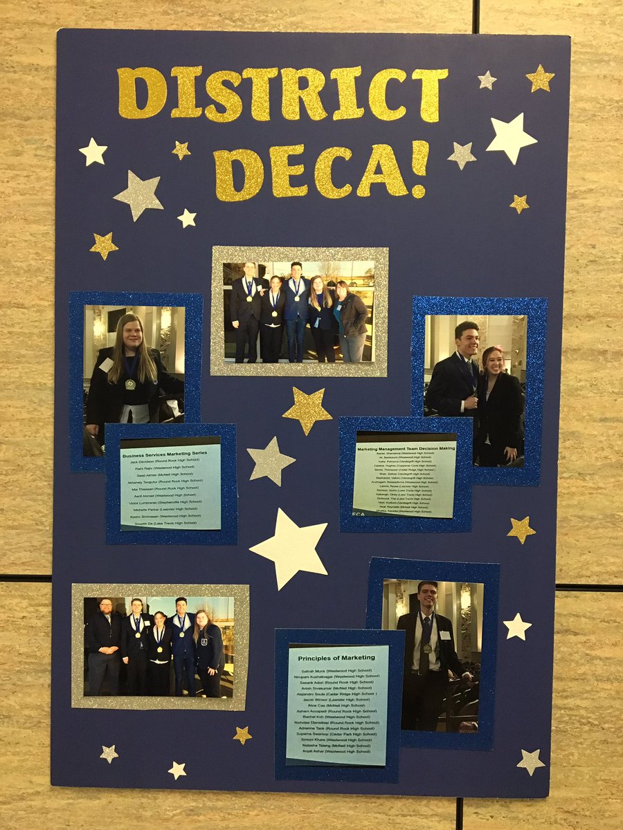 MrsHefner_LHS's tweet photo. Happy #ctemonth! Our #LHSDECA wall is growing and I am not ashamed to admit how much I love glitter! #cte #lhs https://t.co/SItOf727UQ