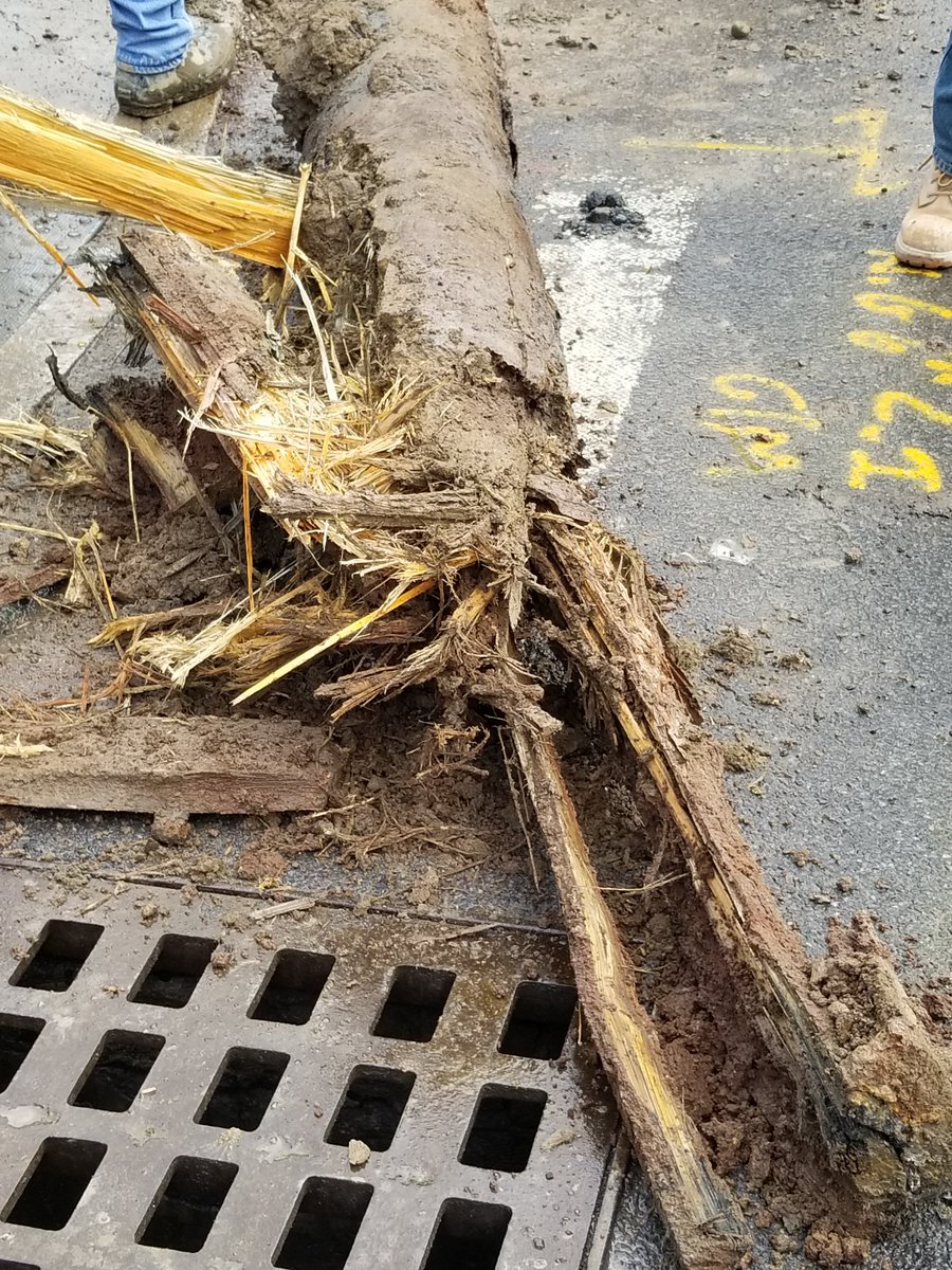 Back in the 1700's, water mains were commonly made from wood. Today, we removed this abandoned wooden water main located at Broadway and Beaver street during an excavation at the location. #AlbanyHistory
