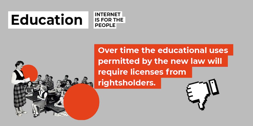 communia_eu's tweet photo. The new #copyright Directive is not just about #contentfilters. New copyright laws for #education mean that over time free use of content for educational purposes will be replaced by licenses. https://t.co/ePZodaLFHs https://t.co/GIhrz5oCvV
