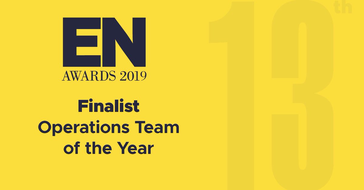 Proud to be shortlisted for Operations Team of the Year - fingers crossed! #ENawards