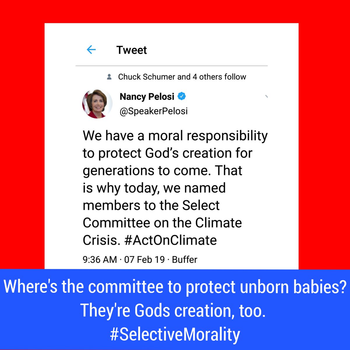 WomanTrump's tweet photo. Selective morality at its finest! If I wasn't a godly woman I'd tell Nancy Pelosi where she can put her misplaced "moral responsibility". 
🇺🇸
#PelosiDoesntCare #LiberalismIsAMentalDisorder #ProLife #BabiesLivesMatter  #ProtectTheUnborn #MAGA #POTUS2020 #AbortionIsNotHealthcare https://t.co/lpgCHiCZh1
