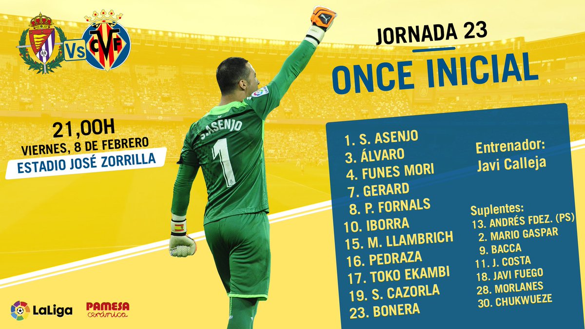 VillarrealCF's tweet image. #RealValladolidVillarreal | ¡Los once que saltarán al césped del Estadio José Zorrilla! ¡Vamooooos, Submarino 💪!