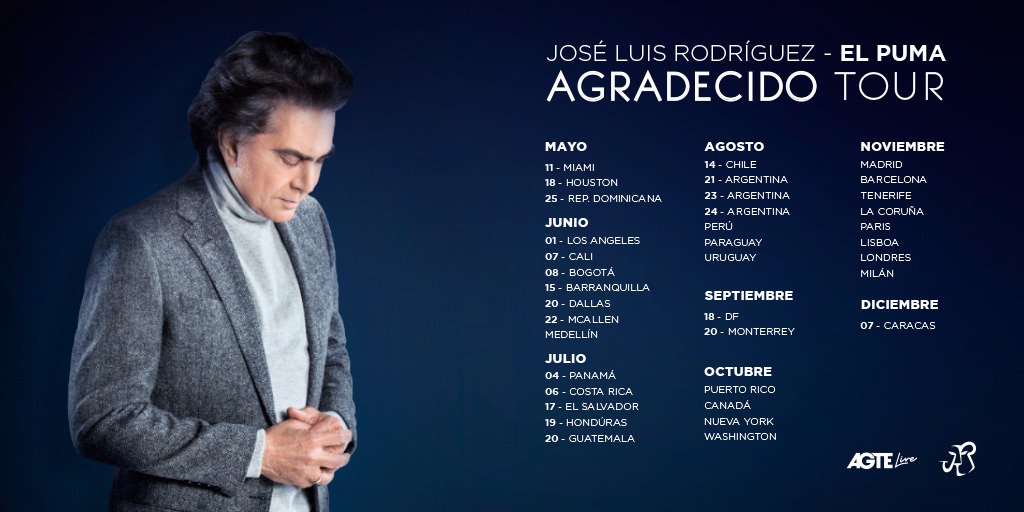 SoyElPuma's tweet photo. ¡Hoy es un gran día! Estoy más que feliz y emocionado de anunciar oficialmente mi regreso a los escenarios. Un momento que he esperado con ansias. Para información y tickets pueden visitar https://t.co/k1ReSEhhpP y https://t.co/MA6o4SsbEG #ElPumaEstáDeVuelta #AgradecidoTour2019 https://t.co/DplrpK50H8