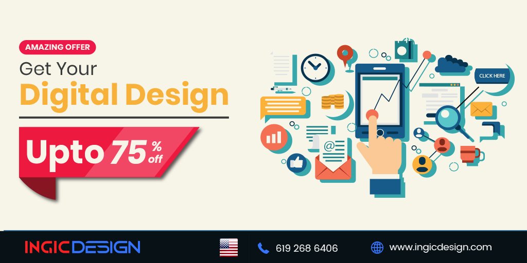 ingicdesign's tweet photo. Avail this amazing offer by Ingic Design and get upto 75% discount on all design solutions.

#Sale #GraphicDesign #WebDesign #LogoDesign #Animation #Branding https://t.co/G06hX4QS4R