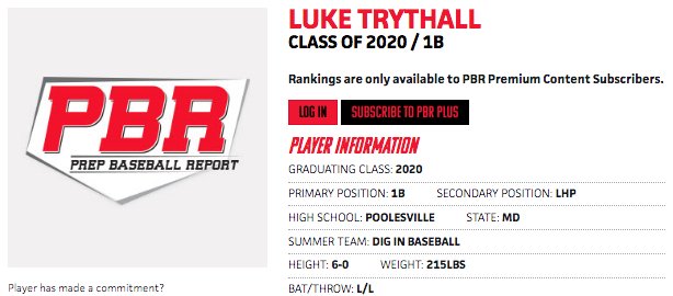PrepBaseballMD's tweet image. PBR Maryland Preseason All State

Player Spotlight: Luke Trythall 2020 1B/LHP from Poolesville HS (@PHSbaseball2018)

🚨 bit.ly/2UHmYNj

Request an invite today and #BESEEN
Feb. 16th 2019: bit.ly/2BQOxwY
Feb. 23rd 2019: bit.ly/2zK8iom