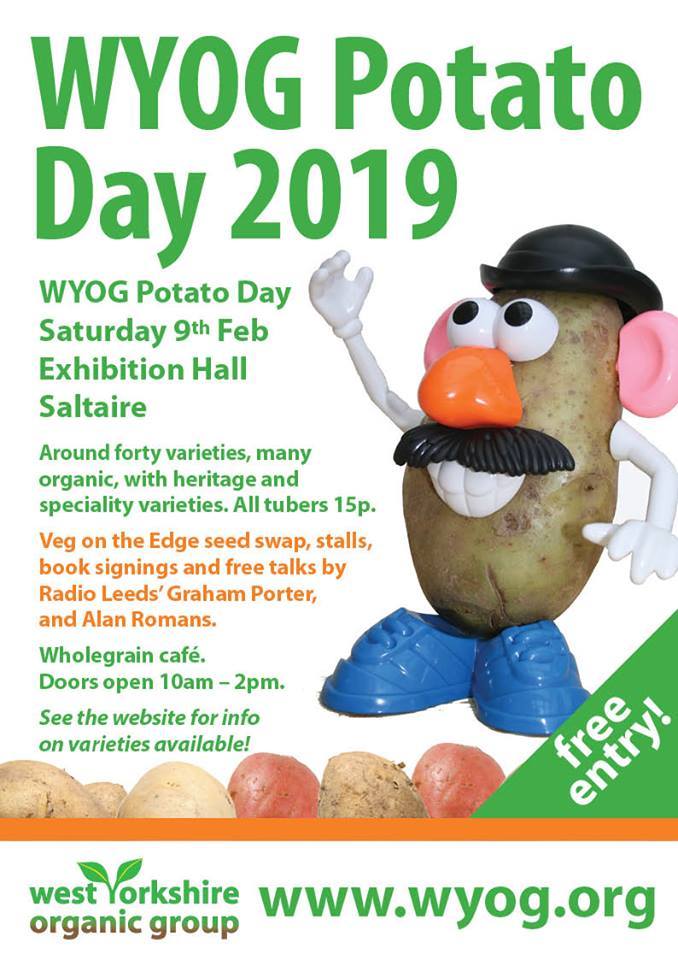 Saltaire #PotatoDay 🌱
<a href="/WYOG_org/">WY Organic Group</a> are back for another year, to show off over 38 varieties of local-grown potatoes! An a-peeling day for enthusiastic growers! 
Saturday 9th February, 10am-2pm, Exhibition Hall, Saltaire.