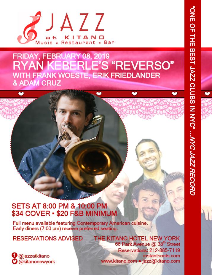 KitanoNewYork's tweet photo. Tonight's show with @ryankeberle at #JAZZatKITANO !
[Two sets at 8PM &amp; 10PM・$34 Cover/$20 Minimum] 

#jazz #NYC #Livemusic #TheKitanoHotelNewYork https://t.co/0AID8vSeGc