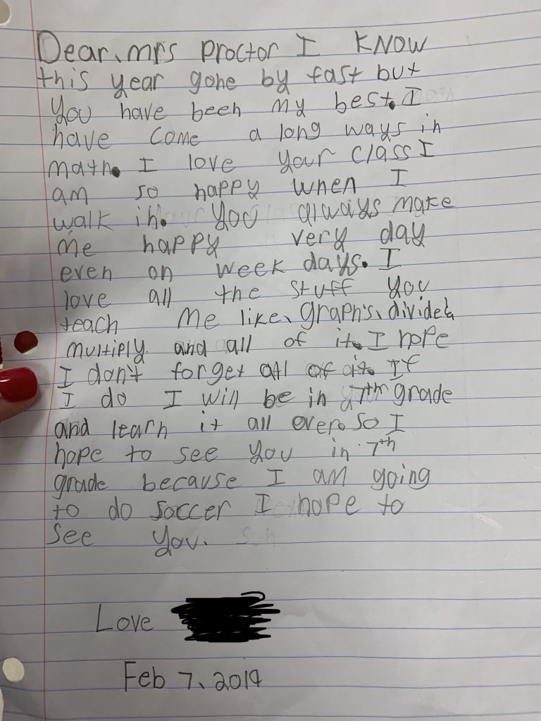 CourtneyProcto7's tweet photo. Sometimes you need a sweet note from a kiddo. 💗 #CMS https://t.co/XCDrcOk4Ac