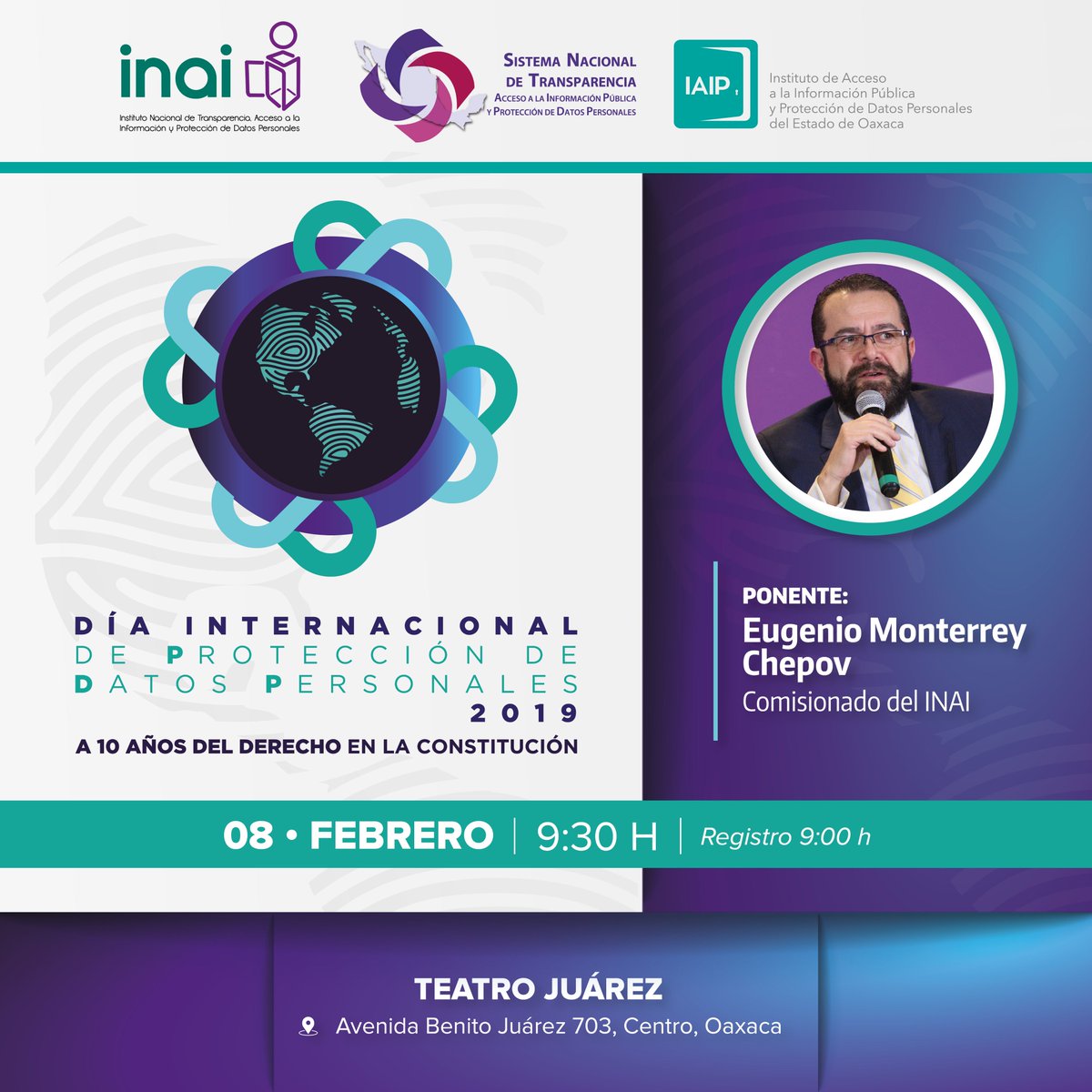 OGAIP_Oaxaca's tweet photo. ¡Estamos listos! En unos minutos daremos inicio con la Conmemoración del Día Internacional de Protección de #DatosPersonales Oaxaca 2019. Si nos acompañas, te invitamos a usar el hashtag #YoCuidoMisDatos 📸 para interactuar y compatir experiencias #Oaxaca. https://t.co/ZPIglvdlUv