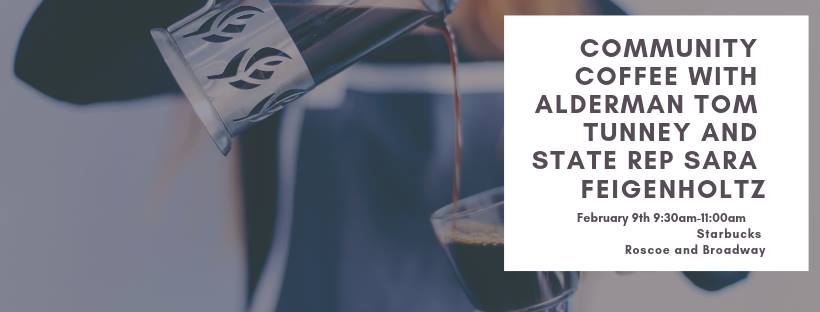 Join me and @StateRepSara for a coffee meet-up tomorrow (2/9) at Starbucks (3358 N. Broadway)! We will discuss issues important to our community and the upcoming election. Hope to see you there!