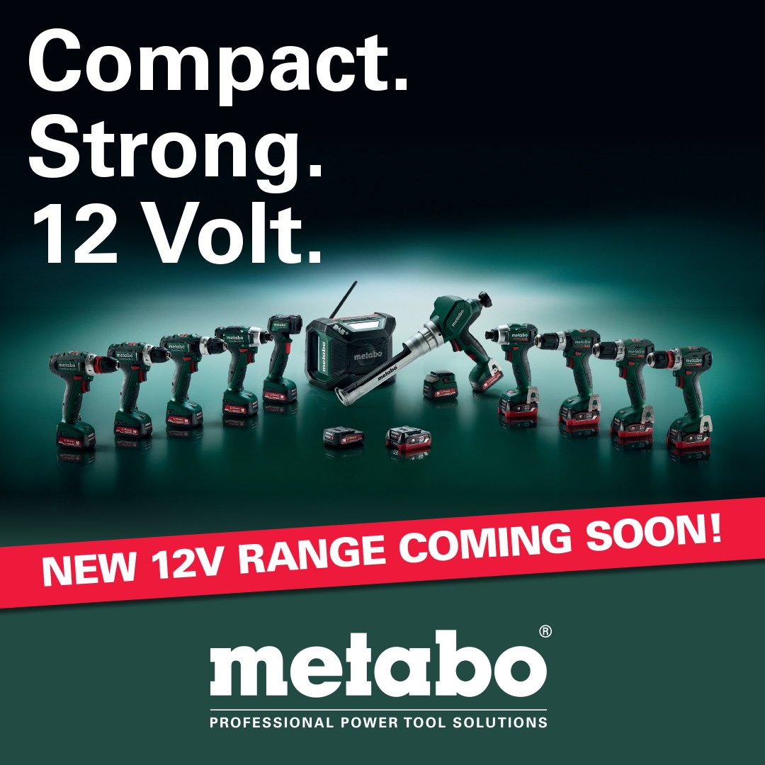 MetaboUK's tweet photo. Coming soon 🧐
#New 12V range from Metabo: https://t.co/uxhsR0X2tf
#cordless #trade #LiHD #Gogreen2019 https://t.co/qmt6dTc0nl