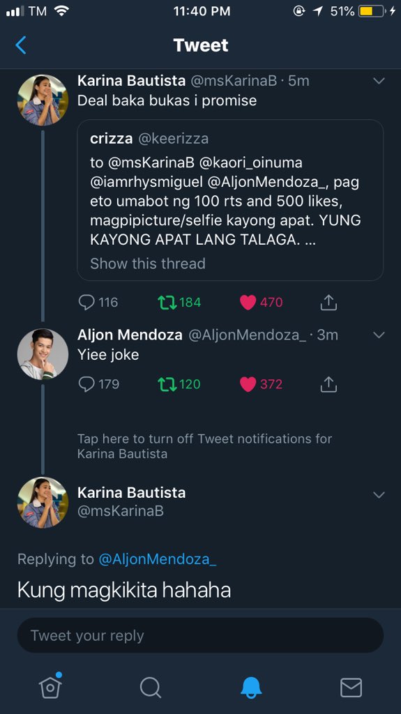 boredafmeh's tweet photo. January 8, first photo nila together. Tapos ngayon February 8, first time na nagreply sila sa tweet ng isa't isa! Gaano ka espesyal ang 8 sa inyo @msKarinaB  @AljonMendoza_ ?? Sabihin niyo talagaaaaaa 😂💛💛💛 https://t.co/NN2ImJ1j5F