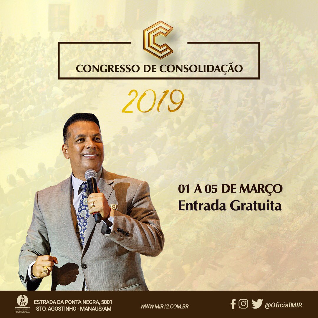 Sacerdote, agende-se para o nosso Congresso de Consolidação! 01 a 05 de Março. Vamos viver dias de ensino e renovo. Entrada Gratuita!