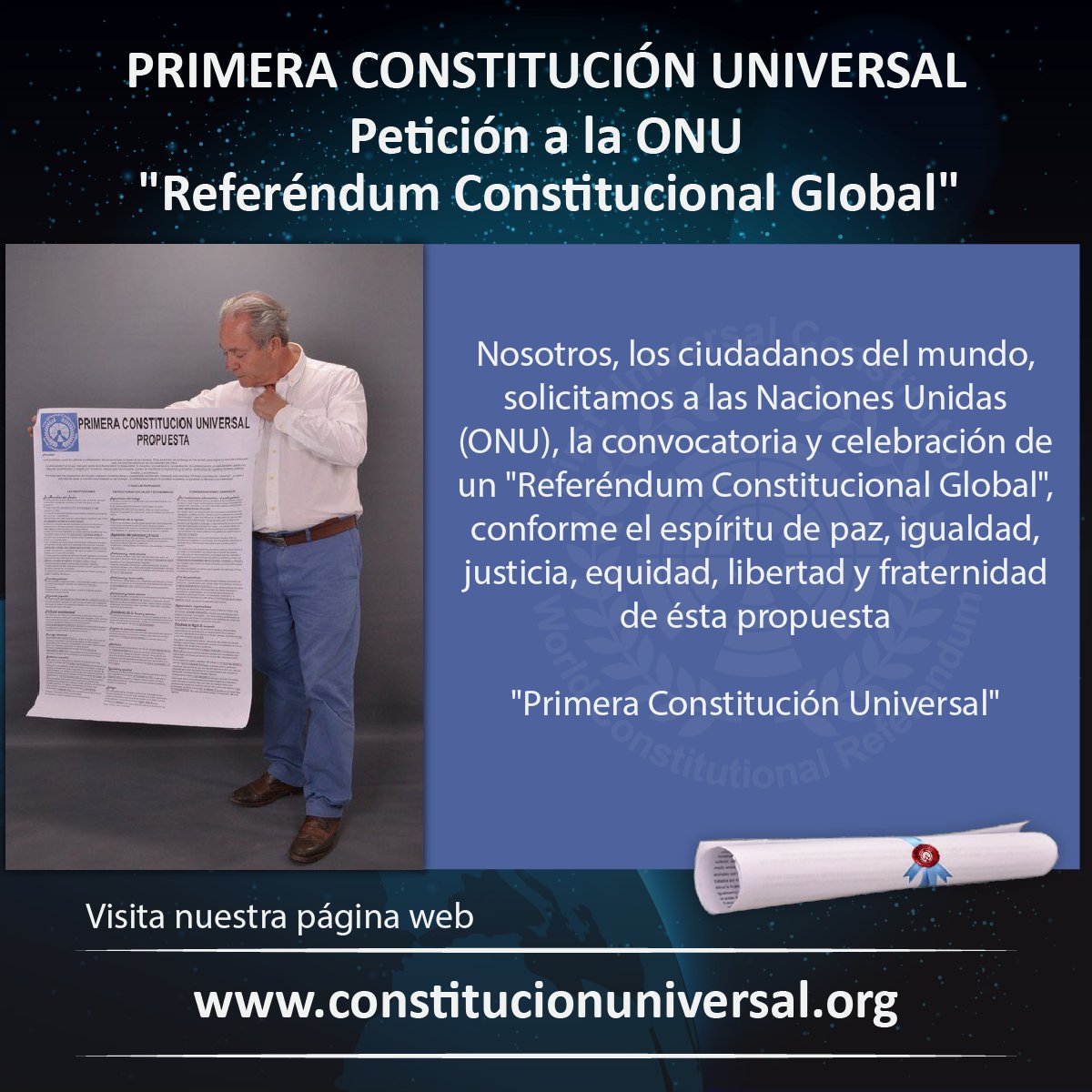 jasava7's tweet photo. PRIMERA CONSTITUCION UNIVERSAL
Estamos trabajando en la creación de un "Movimiento Mundial por un Mundo Mejor".
#MMxMM
Te invito a visitar mi TL. 👉 @jasava7
Únete a este movimiento!!
Haz RT a tus seguidores!
La propuesta es ésta.👇
https://t.co/9lEzusjI8Q https://t.co/ts1LIgZYPm