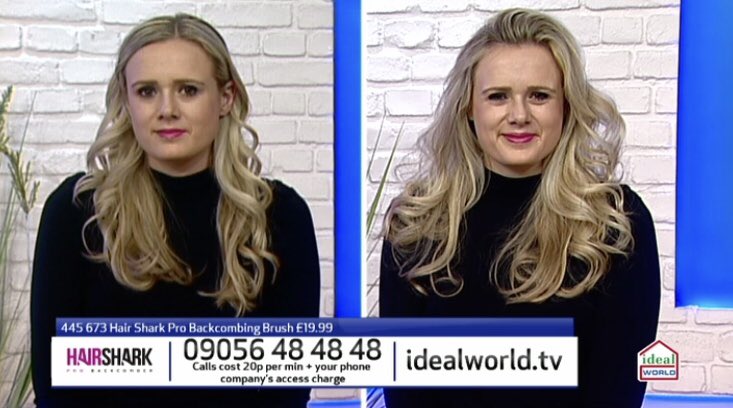 NatalieFell2's tweet photo. Great to be back at Ideal World with the fabulous hair shark! I love the volume this amazing brush creates #HairShark #Model #CommercialModel #TV #IdealWorld #Hair #Beauty #Fashion https://t.co/JE5zigyIEu