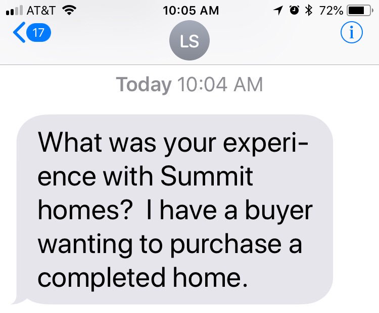 BRBond's tweet photo. Other agents know I bought a Summit Home and still ask me about my experience. #summithomes #paystotakecareofyourcustomers #KC #realestate https://t.co/jUChQuwcWz