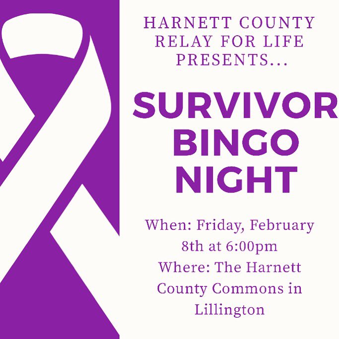 CU_Relay's tweet image. Are you a cancer survivor in the Harnett County area? Come out to Survivor Bingo tonight at 6:00pm!