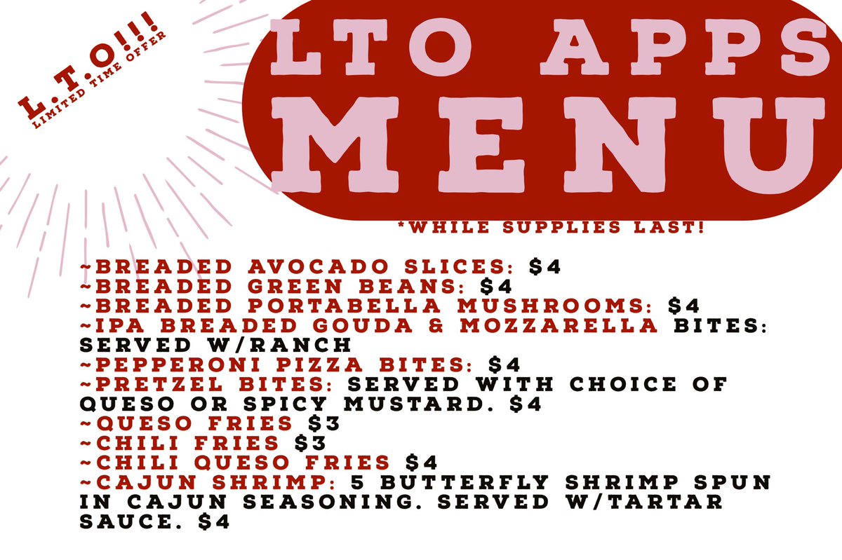 NEW LTO Apps are in! Get them while supplies last(Pizza Bites coming soon!) #deals #yummy #sharable