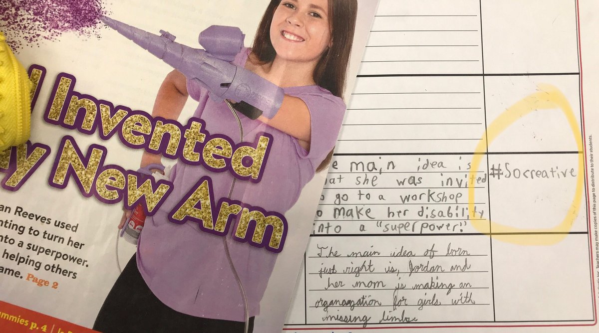 #perezsraiders are #gslearning to use #Hashtags to tell the main idea of #ScholasticNews “I Invented My New Arm” Some of their ideas👉🏼#SoCreative #BornDifferentIsGood #Wonder #Don’tGiveUp #Proud 💪🏼