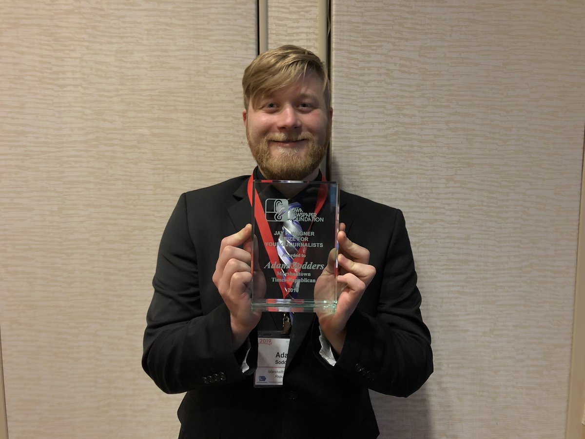 emilybarskewood's tweet photo. Congrats to @adams_otters for his Young Journalist Award. Well deserved recognition. #INA2019 https://t.co/iVk02lq3AG