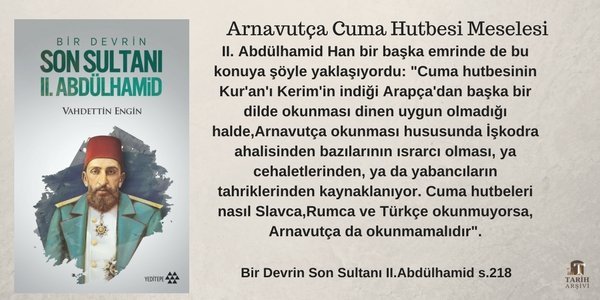 "Cuma hutbesinin Kur'anı Kerim'in indiği Arapça'dan başka bir dilde okunması dinen uygun değildir."/Abdülhamid Han dr.com.tr/kitap/bir-devr… #BurasıPayitaht
