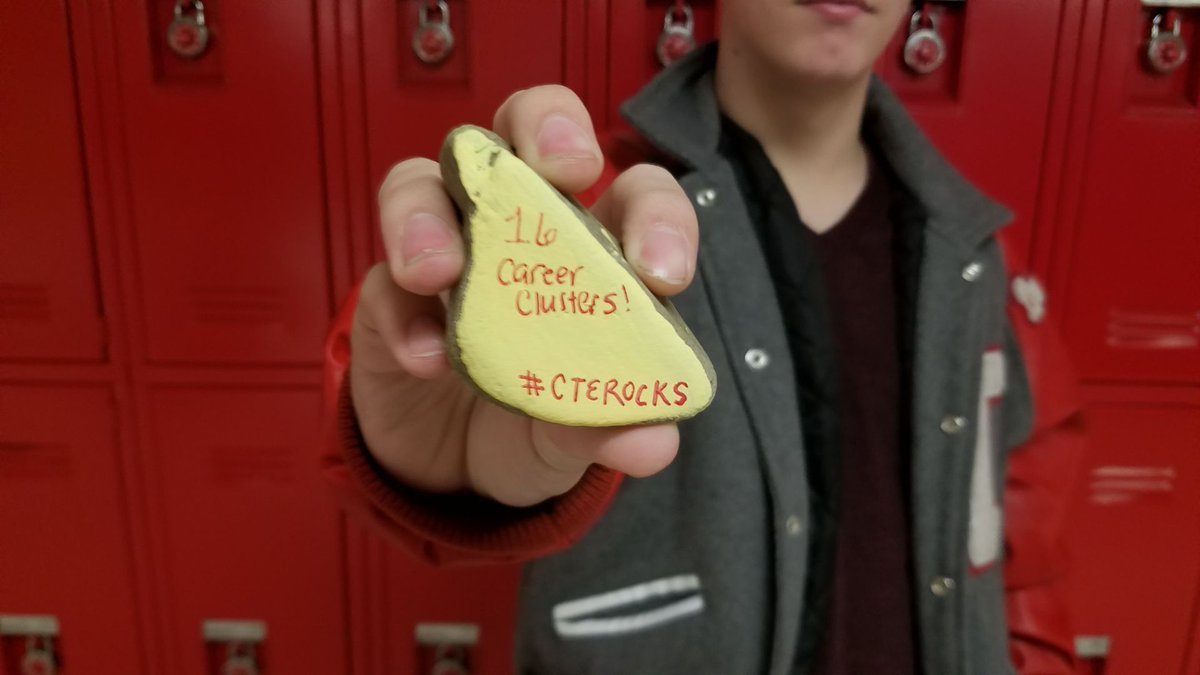 CTEROCKS1's tweet photo. Be on the look out for our painted rocks around Dardanelle High School! Check out the facts about CTE and ask your advisors about adding a CTE class to your schedule next year. #CTERocks #ARCTE19 #CareerTech @ARCareerEd https://t.co/UzUnQm6NmG