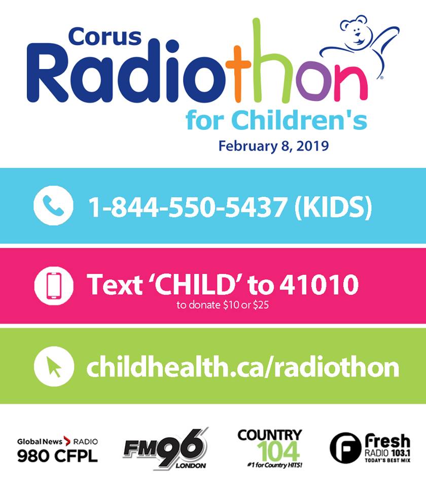 Happy to support such an incredible cause this morning! Proud of the incredible work Corus Radio is doing in support of the Children's Health Foundation. You can help the patients at Children's by calling, texting or clicking here to donate: bit.ly/2GBcX0l